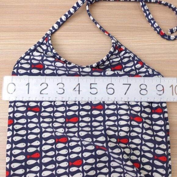 Blue One Piece Swimsuit Toddler Girls 18 Months Halter Fish Bathing Suit Beach - Picture 4 of 10